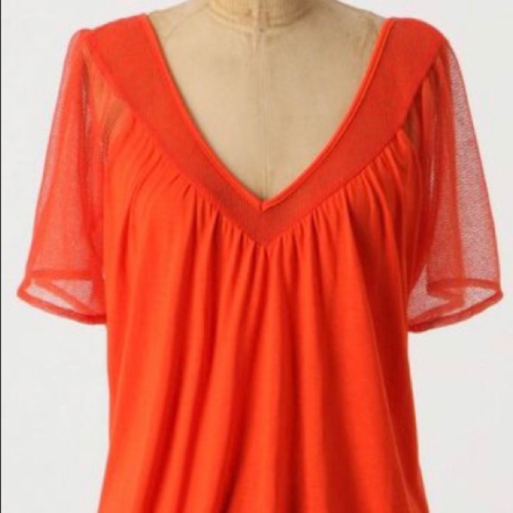 Anthropologie Bordeaux bright orange top M